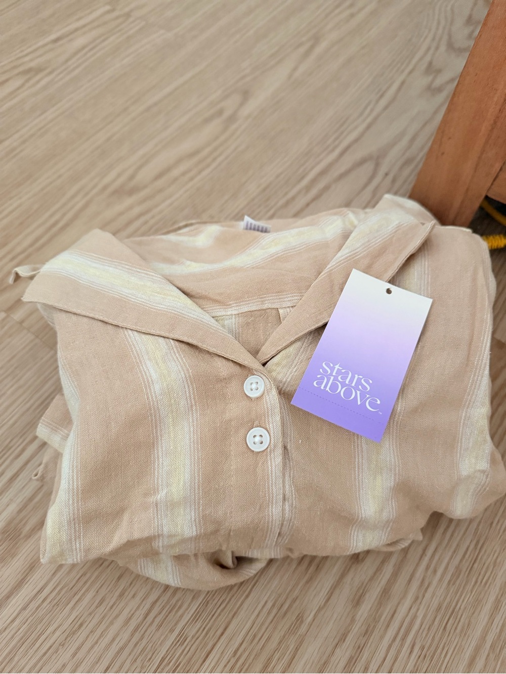 Stars Above Beige and Cream Striped Pajama Set